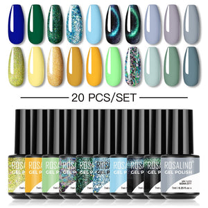 ROSALIND Gel Nail Polish Set  24PCS Winter Semi Permanent Gel Hybrid Varnish Need Base Top Coat Nails Art Nail Polish Kit