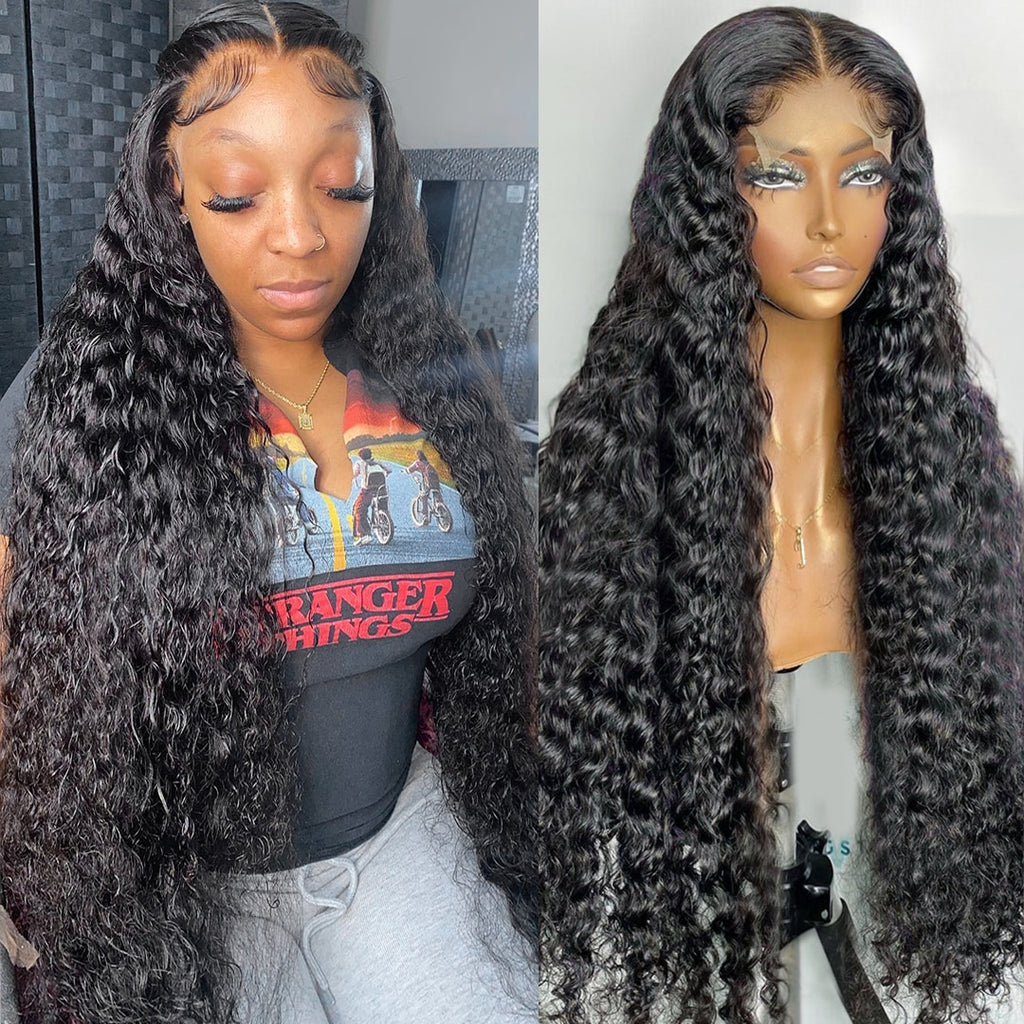 Pre Plucked Deep Water Wave Lace Front Wigs With Baby Hair