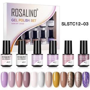 ROSALIND Gel Nail Polish Set  24PCS Winter Semi Permanent Gel Hybrid Varnish Need Base Top Coat Nails Art Nail Polish Kit