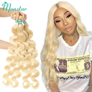 Brazilian Blonde Hair Extension Weave Bundles Body Wave 26 28 30 32 34 36 38 40 Inch