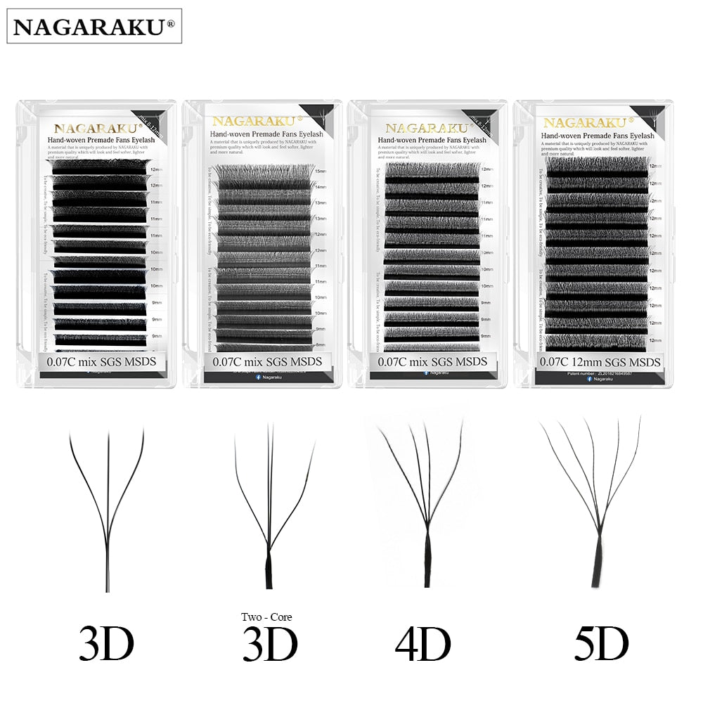 Automatic Flowering W Shape Bloom 3D 4D 5D 6D Premade Fans Natural Soft Light  Full Dense Eyelash Extensions