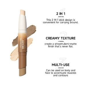 2 In 1 Matte Waterproof Non-greasy and Non-drying Bronzer Highlighter Stick