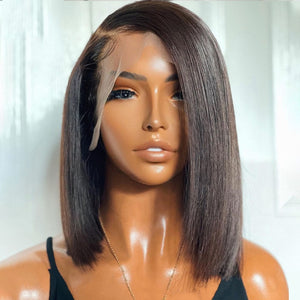 Pre Plucked 180 Density Natural Brazilian Straight Human Hair Wigs