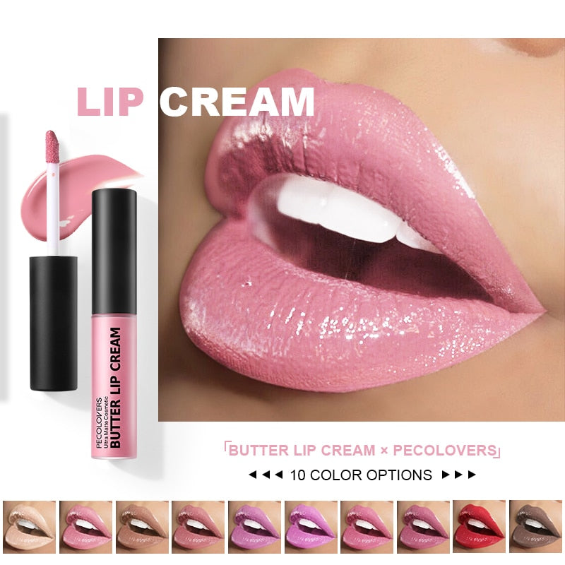 PECOLOVERS Lip Makeup 10 Color Silky Vitamin E Butter Lip Ceram Lipgloss