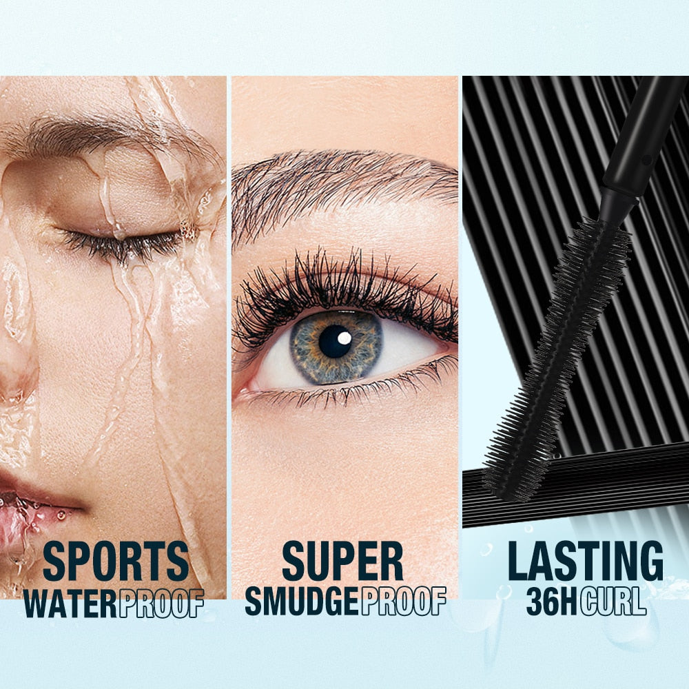 Water/Smudge Proof 4D Silk Fiber Mascara Extra Volume Curling Lengthening