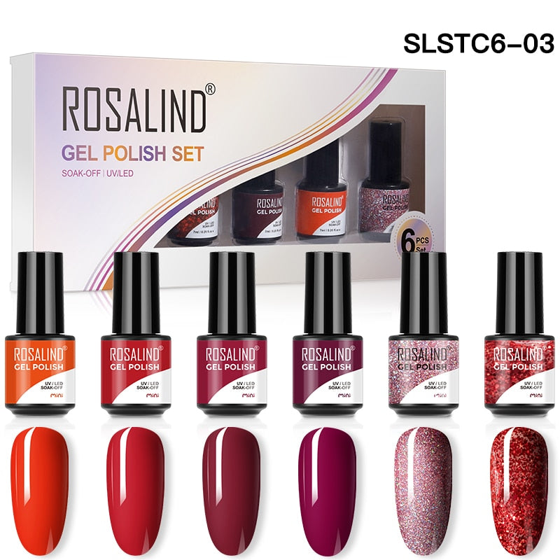 ROSALIND Gel Nail Polish Set  24PCS Winter Semi Permanent Gel Hybrid Varnish Need Base Top Coat Nails Art Nail Polish Kit