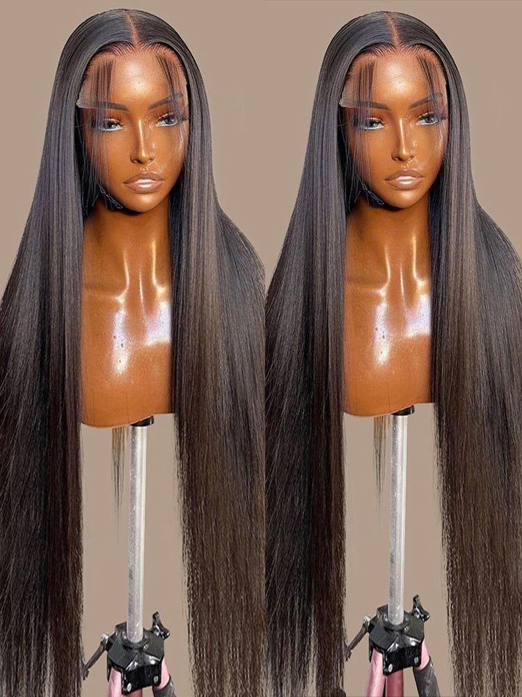 Brazilian Bone Straight Transparent Lace Frontal Human Hair Wigs Closure