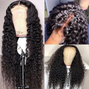 HD Transparent Deep Wave Lace Frontal Curly Human Hair Wig