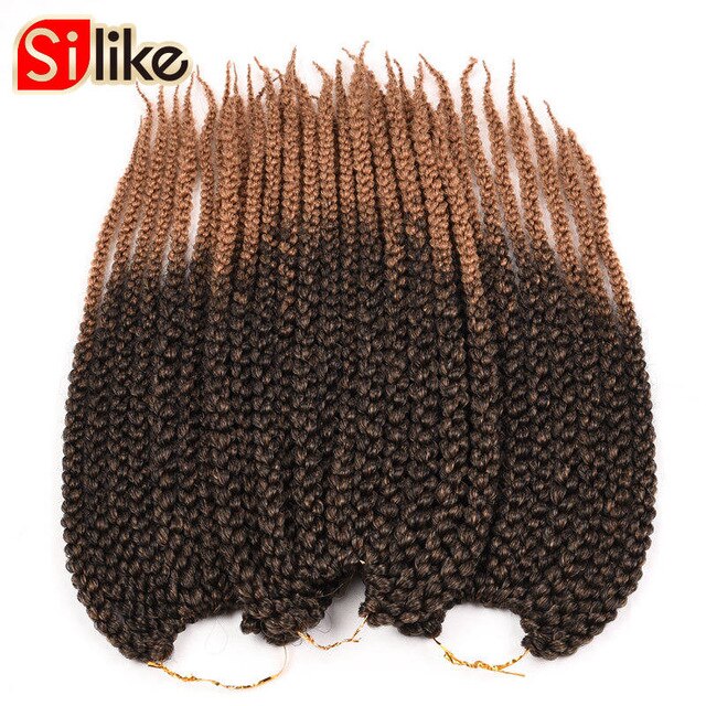 18  22 inch 3D Cubic Twist Crochet Hair 12 Strands/pack Ombre Synthetic Braids Hair Extension For Black African Women