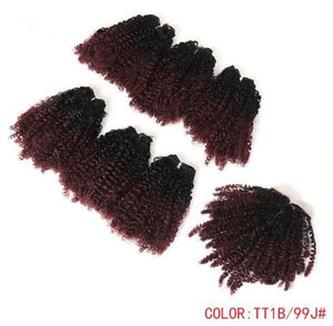 Miracle Ombre Synthetic Weave 14" Short Jerry Curl Curly Hair Bundles With Closure For African American Women 200g 7pcs/lot