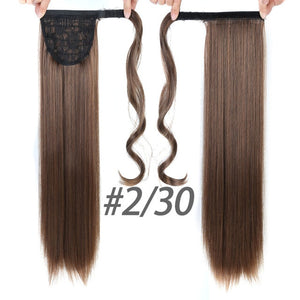 MANWEI women Long straight Real Natural Ponytail Clip in Pony tail Hair Extensions Wrap Around on Synthetic Hair Piece