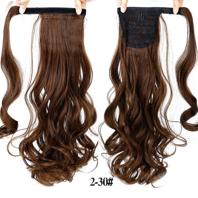 MANWEI women Long straight Real Natural Ponytail Clip in Pony tail Hair Extensions Wrap Around on Synthetic Hair Piece