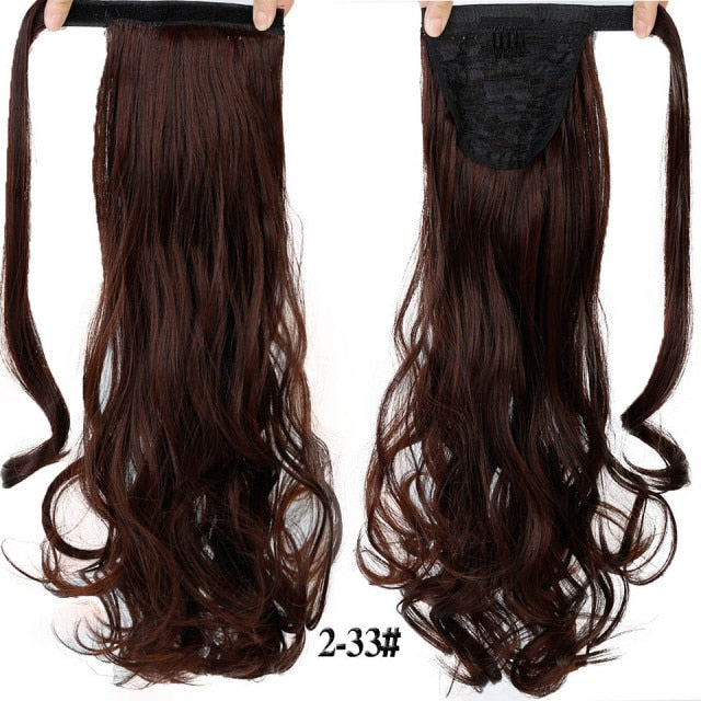 MANWEI women Long straight Real Natural Ponytail Clip in Pony tail Hair Extensions Wrap Around on Synthetic Hair Piece