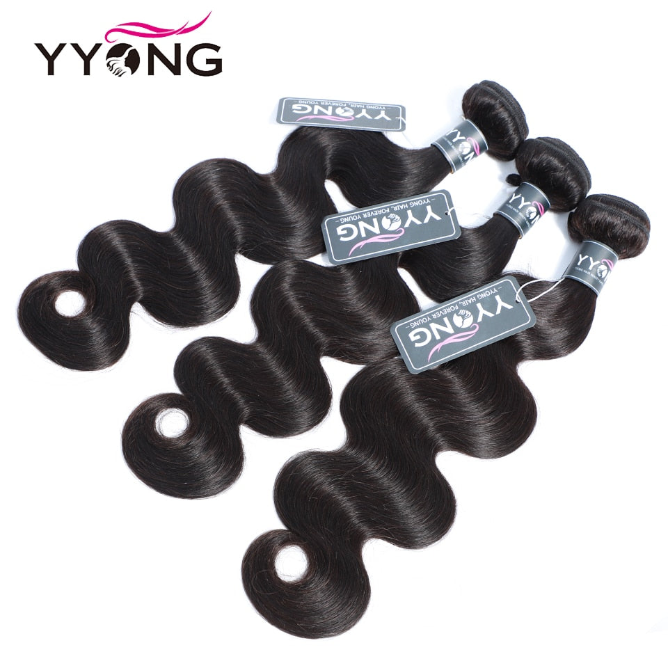 Yyong Hair 3 Bundles Brazilian Body Wave Bundles With Closure 4x4 Remy 4Pcs/Lot Human Hair Weave Bundles With Lace Closure