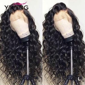YYong 30 inch 13X4 Transparent Lace Front Human Hair Wig Malaysian Loose Deep Remy Human Hair Lace Closure Wig Natural Hairline