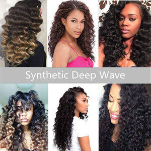 22 Inch Deep Wave Twist Crochet Hair Natural Synthetic Braid Hair Ombre Braiding Hair Extensions Low Tempreture Hair Expo City