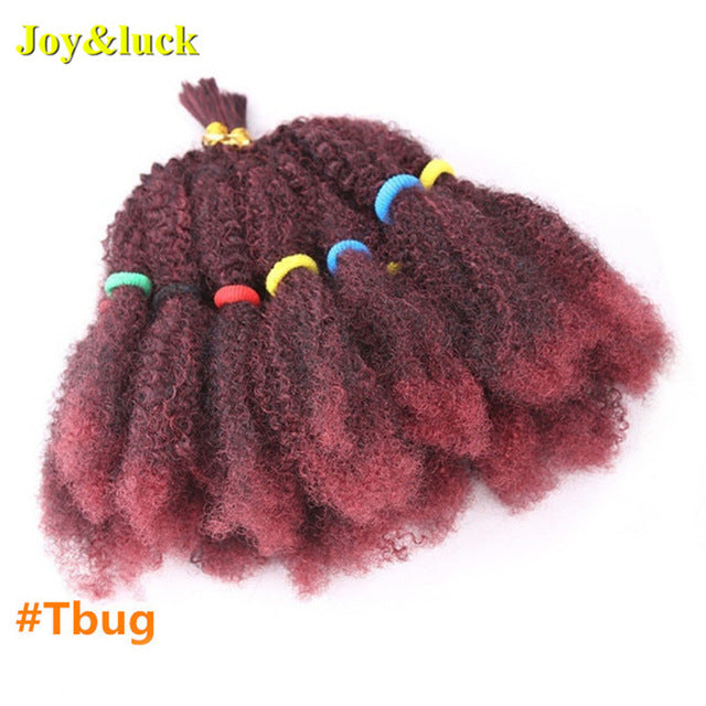 Joy&luck Marley Braids Short Afro Kinky Curly Crochet Braiding Syntheitic Ombre Hair Extensions for African Women Braid