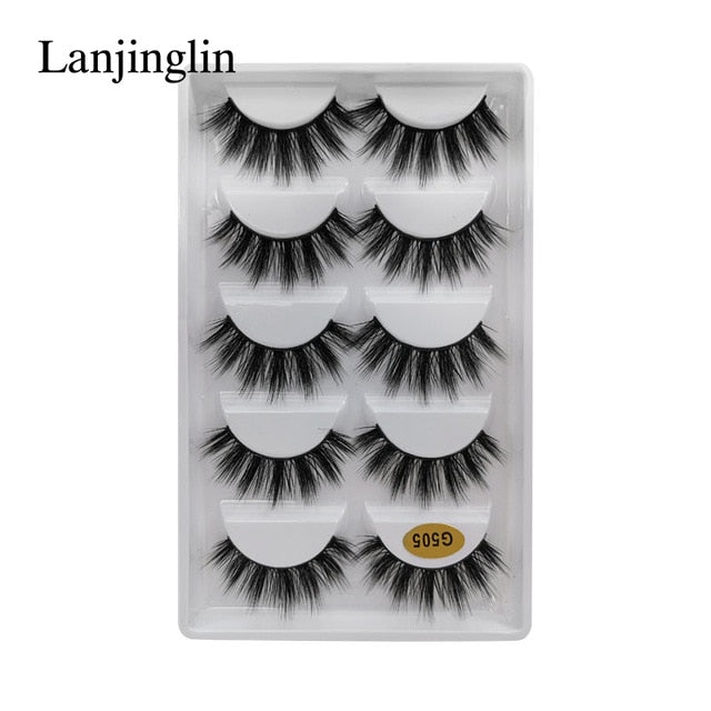 LANJINGLIN wholesale bulk 10/100 boxes mink eyelashes 5 pairs natural long false eyelash 3d lash book fluffy cilios faux cils