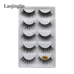 LANJINGLIN wholesale bulk 10/100 boxes mink eyelashes 5 pairs natural long false eyelash 3d lash book fluffy cilios faux cils