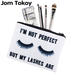Jom Tokoy Lashes white 3D Printing simple makeup bag neceser Cosmetic case women trousse de maquillage organizer pencil case
