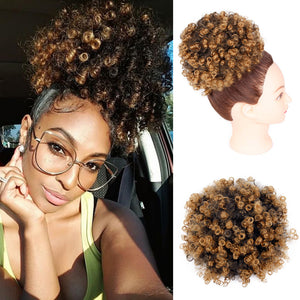 Synthetic Kinky Curly Hair Short Afro Ponytail Drawstring Puff