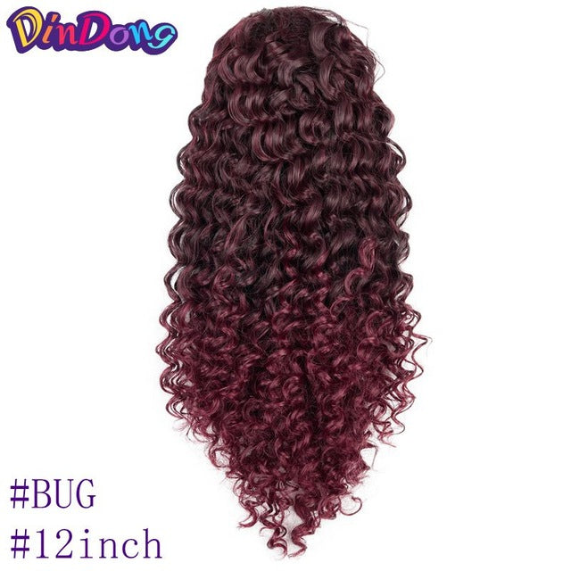 DinDong 18'' Puff Afro Kinky Curly Ponytail 120g/Pack Wrap Synthetic clip in Ponytail Hair Extensions African American