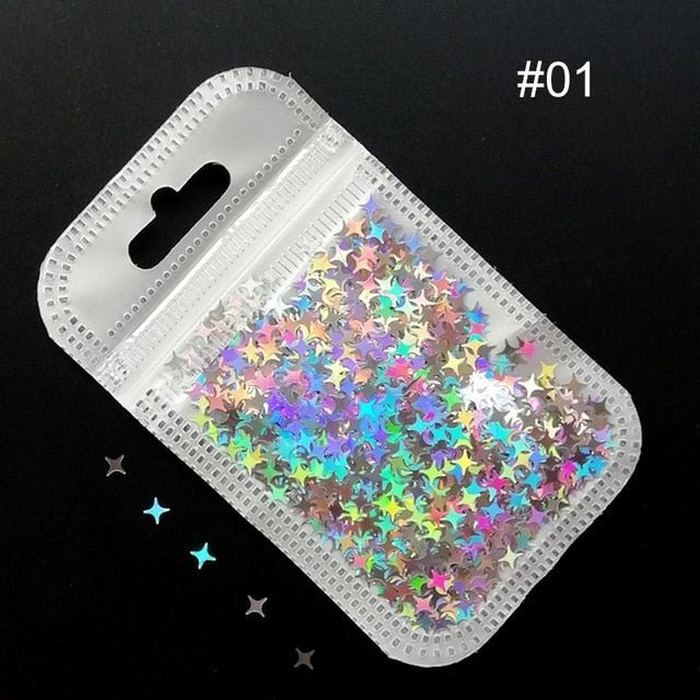 Mirror Sparkly Butterfly Nail Sequins Paillette Mixed Colors Nail Holographics Glitter 3D Flakes Slices Spangle Art Accessories