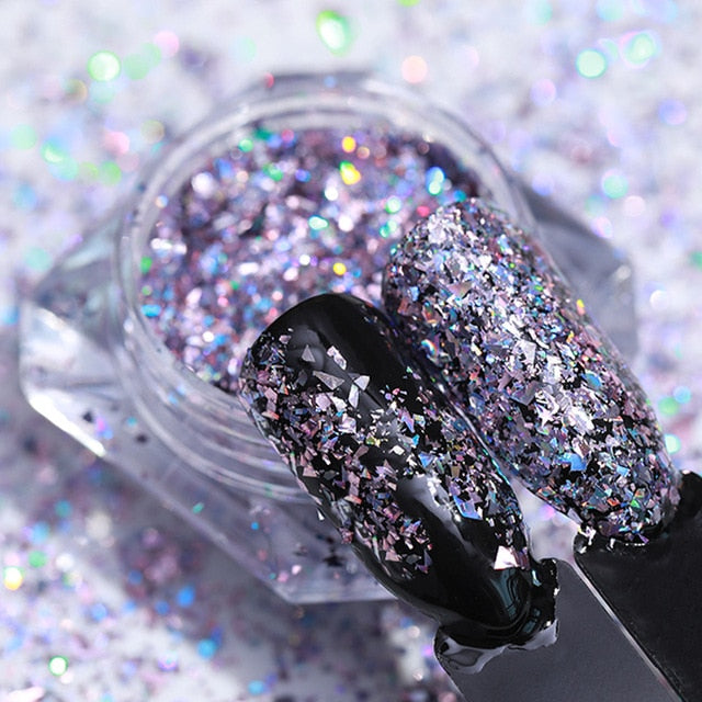 Mirror Sparkly Butterfly Nail Sequins Paillette Mixed Colors Nail Holographics Glitter 3D Flakes Slices Spangle Art Accessories