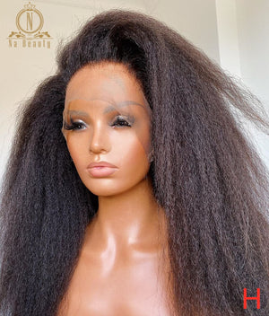 Kinky Straight Human Hair Wigs 360 Lace Frontal Wig Full Lace Human Hair Wigs Preplucked For Black Women Nabeauty 180 Density