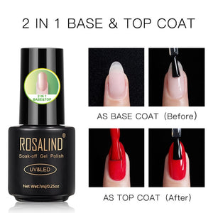 ROSALIND Gel Polish Top Coat Base Coat Shiny Long Lasting Reinforce 7ml Hybrid Varnishes Manicure UV Gel Lacquer Nail Art Primer