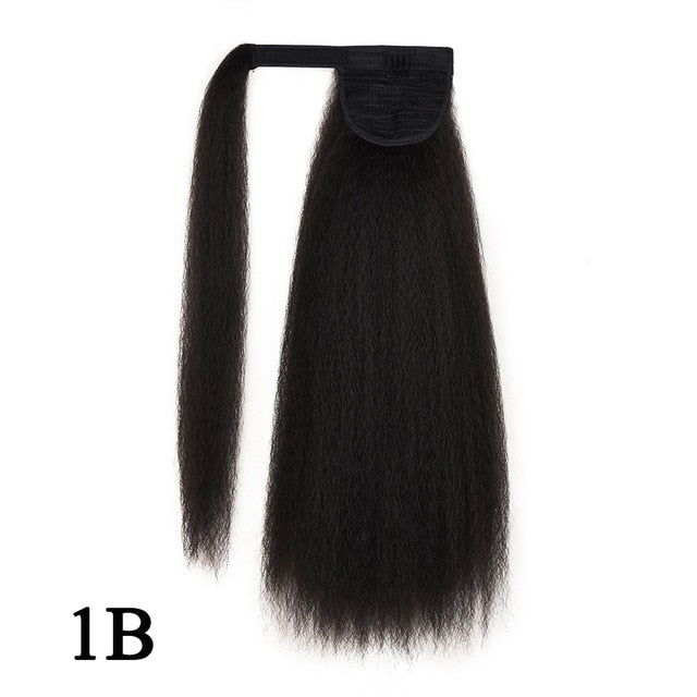 Leeons New Long Afro Kinky Curly Ponytail Synthetic Hair Pieces Natural Drawstring Ponytail Hair Extensions False Hair Pieces