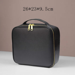Leather Clapboard Cosmetic Bag Professional Make Up Case Large Capacity Storage Handbag Travel Insert Toiletry Makeup bag