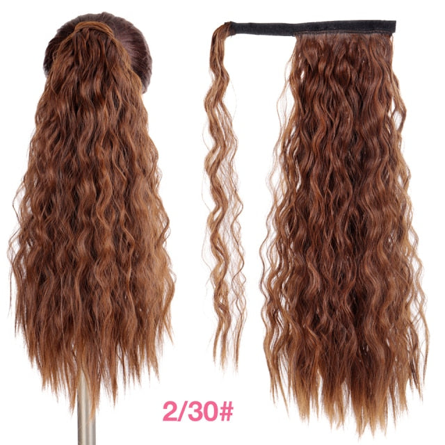 MANWEI women Long straight Real Natural Ponytail Clip in Pony tail Hair Extensions Wrap Around on Synthetic Hair Piece