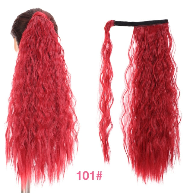 MANWEI women Long straight Real Natural Ponytail Clip in Pony tail Hair Extensions Wrap Around on Synthetic Hair Piece