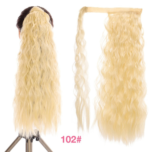 MANWEI women Long straight Real Natural Ponytail Clip in Pony tail Hair Extensions Wrap Around on Synthetic Hair Piece