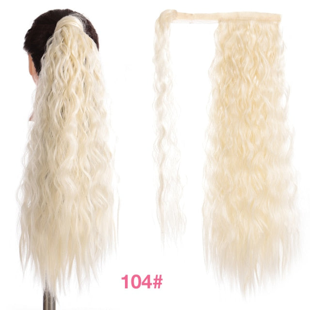 MANWEI women Long straight Real Natural Ponytail Clip in Pony tail Hair Extensions Wrap Around on Synthetic Hair Piece