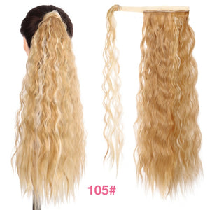 MANWEI women Long straight Real Natural Ponytail Clip in Pony tail Hair Extensions Wrap Around on Synthetic Hair Piece