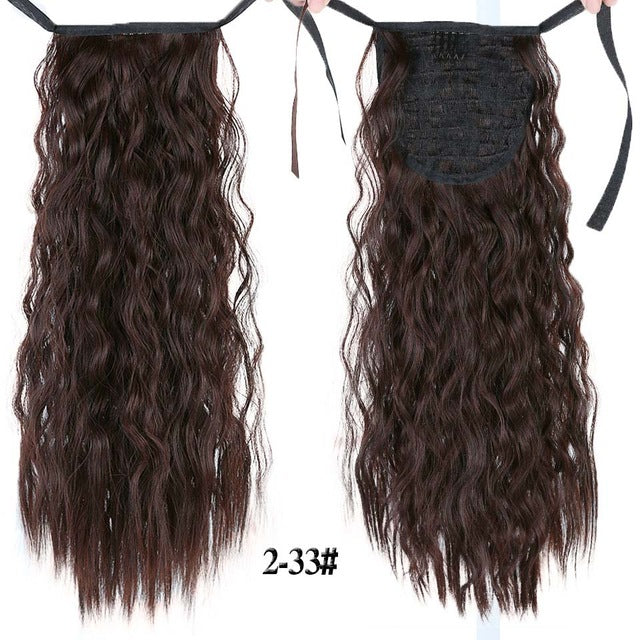 LUPU African natural long wavy curly ladies drawstring ponytail hair extension corn handle hairpin synthetic  hair extension