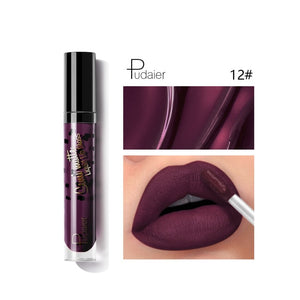 Pudaier 12 Colors Semi Matte Lipstick Long Lasting Liquid Lipstick for Lips Makeup Waterproof Tint Lip Batom Matte Lipstick Matt