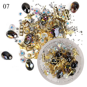 1 Box Mixed 3D Rhinestones Nail Art Decorations Crystal Gems Jewelry Gold AB Shiny Stones Charm Glass Manicure Accessories