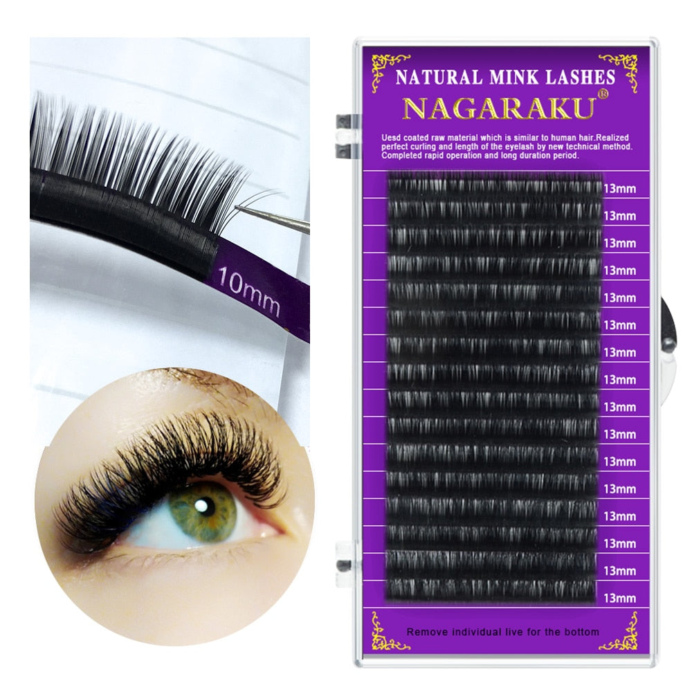 NAGARAKU Eyelash Extension Faux Mink Individual False lash Natural Soft Lashes Cils J B C D
