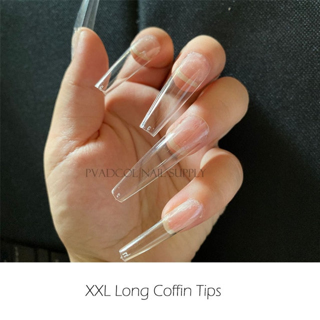 Gel X Nails Extension System Full Cover Sculpted Clear Stiletto Coffin False Nail Tips 240pcs/bag