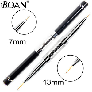 BQAN Black Double Head Crystal Handle 9mm&11mm Drawing Brush Liner Brush Painting Pen Gel Polish Crystal Nail Art Manicure Tools