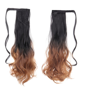 MANWEI women Long straight Real Natural Ponytail Clip in Pony tail Hair Extensions Wrap Around on Synthetic Hair Piece