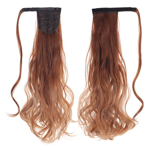 MANWEI women Long straight Real Natural Ponytail Clip in Pony tail Hair Extensions Wrap Around on Synthetic Hair Piece