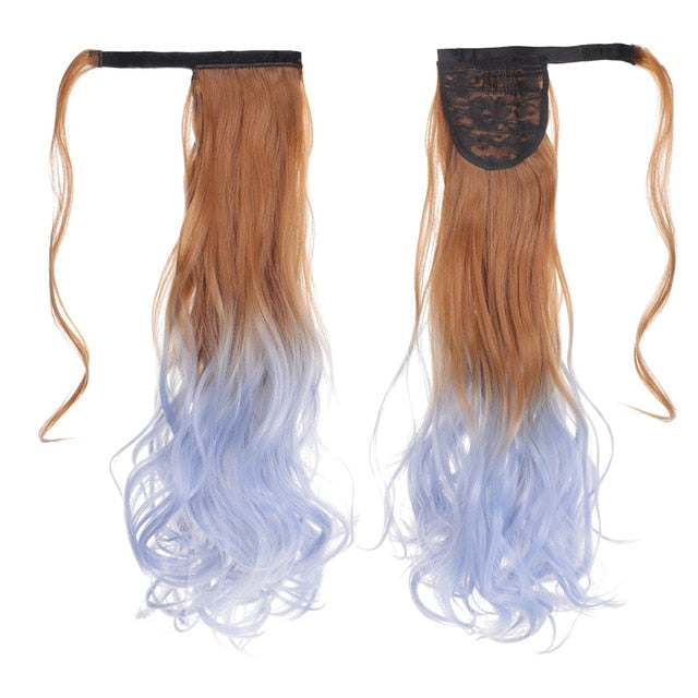 MANWEI women Long straight Real Natural Ponytail Clip in Pony tail Hair Extensions Wrap Around on Synthetic Hair Piece