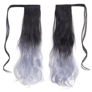 MANWEI women Long straight Real Natural Ponytail Clip in Pony tail Hair Extensions Wrap Around on Synthetic Hair Piece