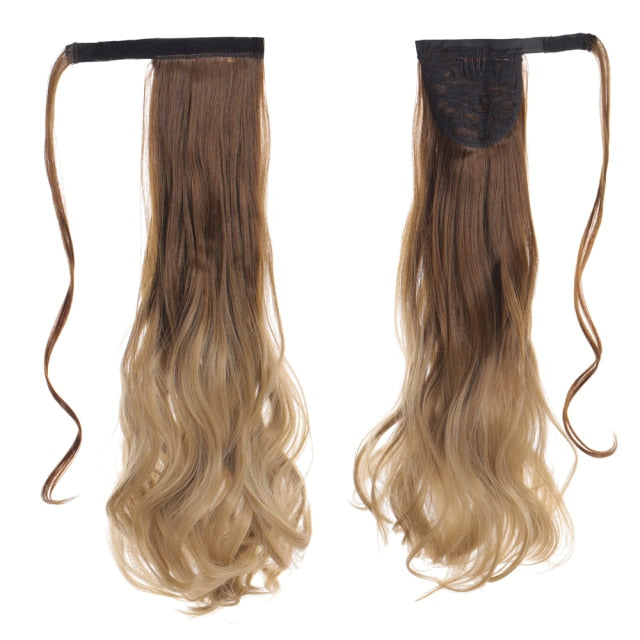 MANWEI women Long straight Real Natural Ponytail Clip in Pony tail Hair Extensions Wrap Around on Synthetic Hair Piece