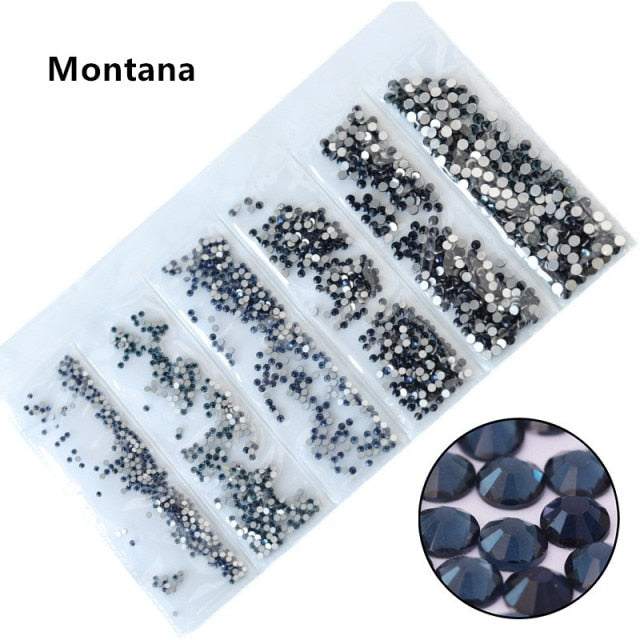 31 Colors SS3-SS10 Mix Sizes Crystal Glass Nails Art Rhinestones For 3D Nail Art Rhinestones Decoration Gems