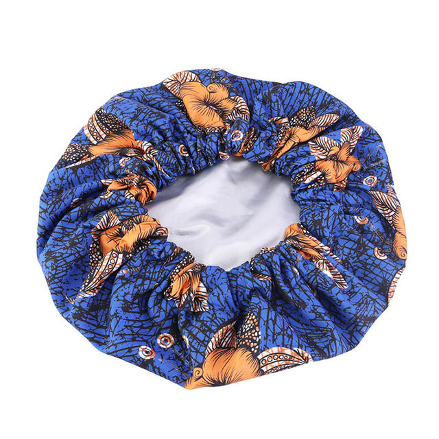 New Extra large Satin Lined Bonnets Double layer women African pattern print fabric bonnets Night Sleep Hat Hair accessories